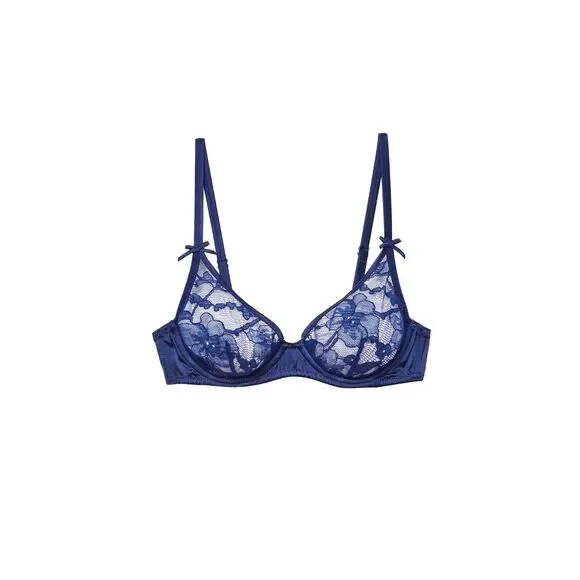 NWT Fleur du Mal Magnolia Lace Unlined Demi Bra in Lilac Purple Size 38F - Picture 7 of 14